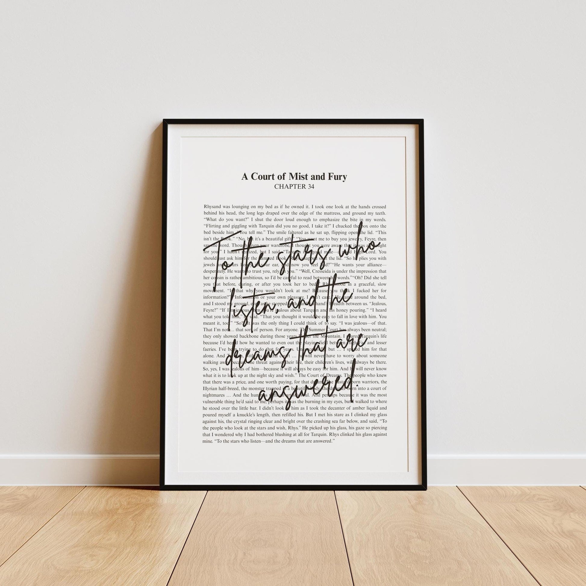 ACOTAR Quote Wall Art Print, To The Stars Who Listen, A Court of Mist and Fury Chapter 34 Poster, Rhysand Quote Decor, Sarah J Maas Bookish Gift  VLRP43