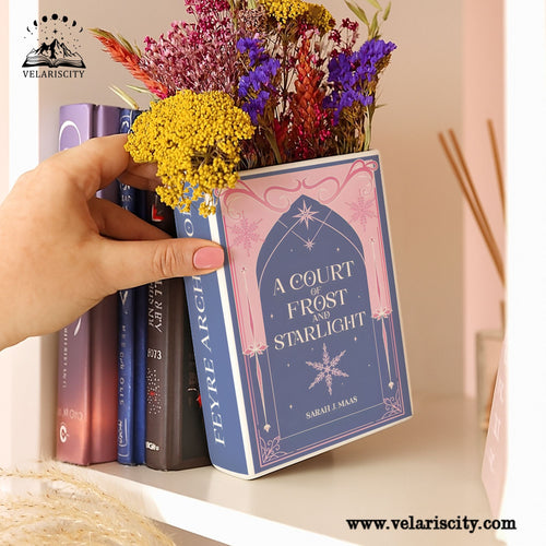 A Court of Frost and Starlight Ceramic Book Vase, Winter Fantasy Decor, Starlight Aesthetic Gift for Book Lovers CVVRL11