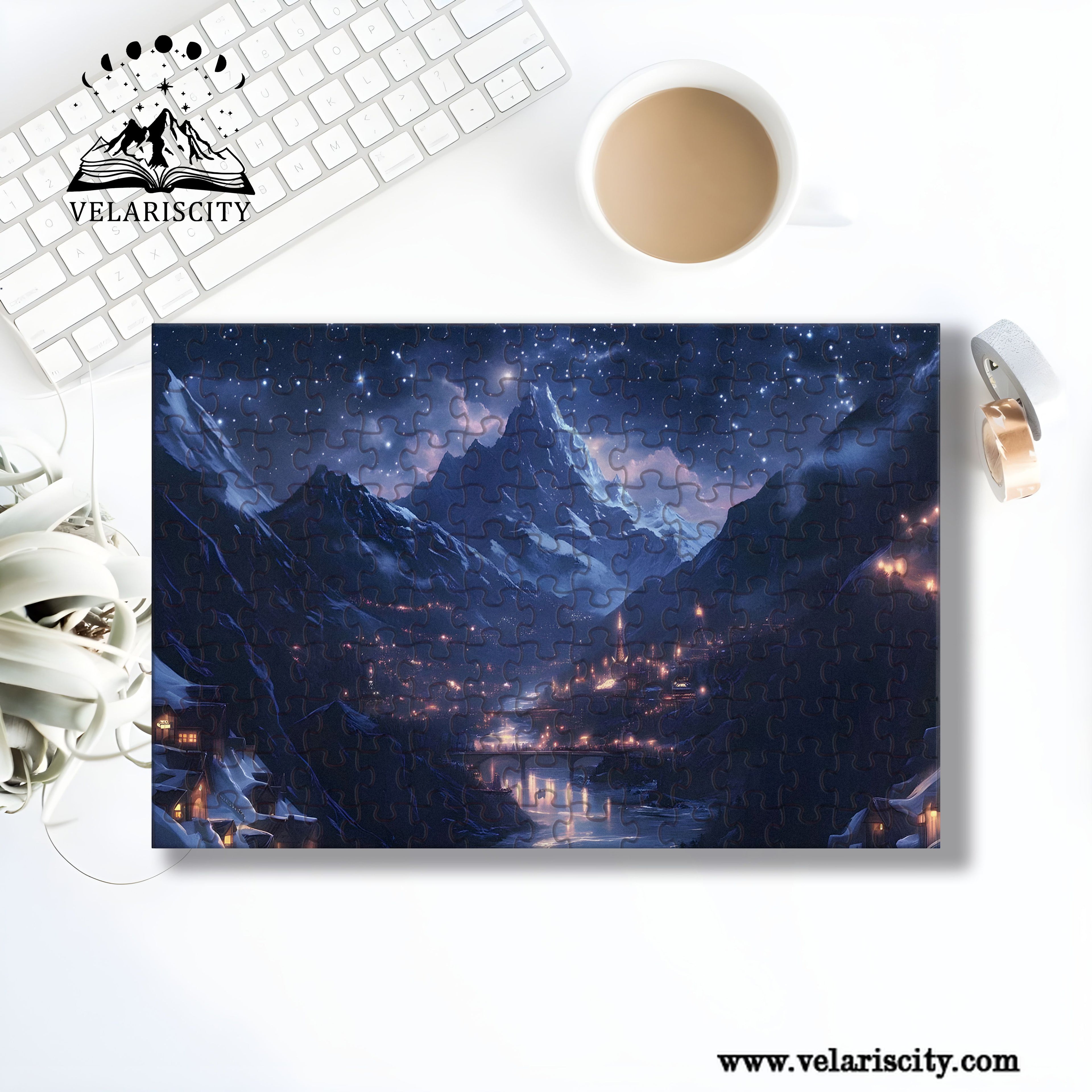 ACOTAR Velaris Puzzle, City of Starlight with Famous Quote, Fantasy Wooden Jigsaw for Book Lovers PVLR12