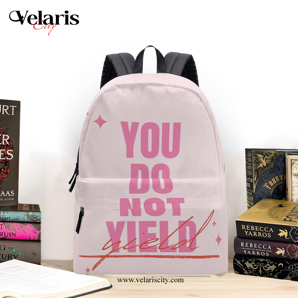 Throne of Glass Backpack, You Do Not Yield Quote, Aelin Inspired Pink Book Bag BPVLR13