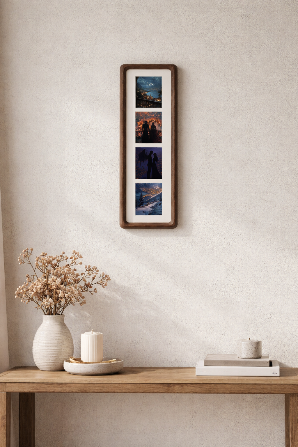 Dragon Rider Photobooth Frame, Elongated Solid Wood Photo Strip Frame, Vertical Wooden Picture Frame for Fourth Wing Fans, Fantasy Bookish Decor, Handheld Gift Keepsake