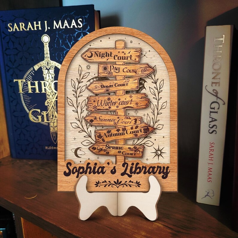 ACOTAR Inspired Bookish Decor, Custom Wooden Book Sign, Night Court Seasonal Courts Signpost, Book Lover Gift BTVLR47