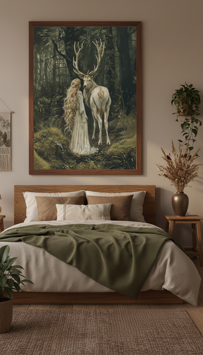 Aelin and White Stag Print, Sarah J. Maas Book Art, Throne of Glass Wall Decor, Fantasy Reader Gift VLRP76