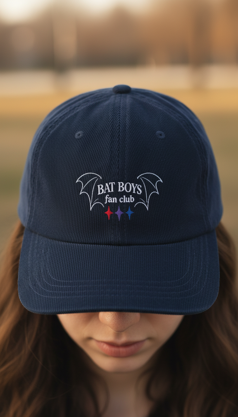 Bat Boys Fan Club Corduroy Dad Hat, ACOTAR Inspired Embroidered Cap, Bookish Fantasy Gift for Readers VLRH25