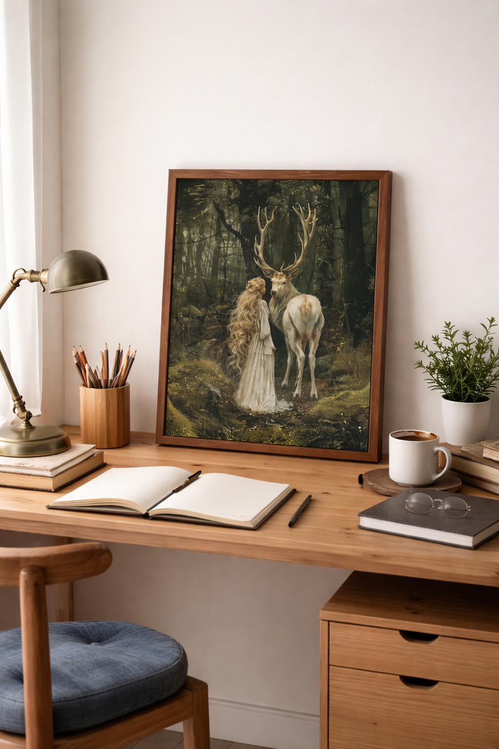 Aelin and White Stag Print, Sarah J. Maas Book Art, Throne of Glass Wall Decor, Fantasy Reader Gift VLRP76