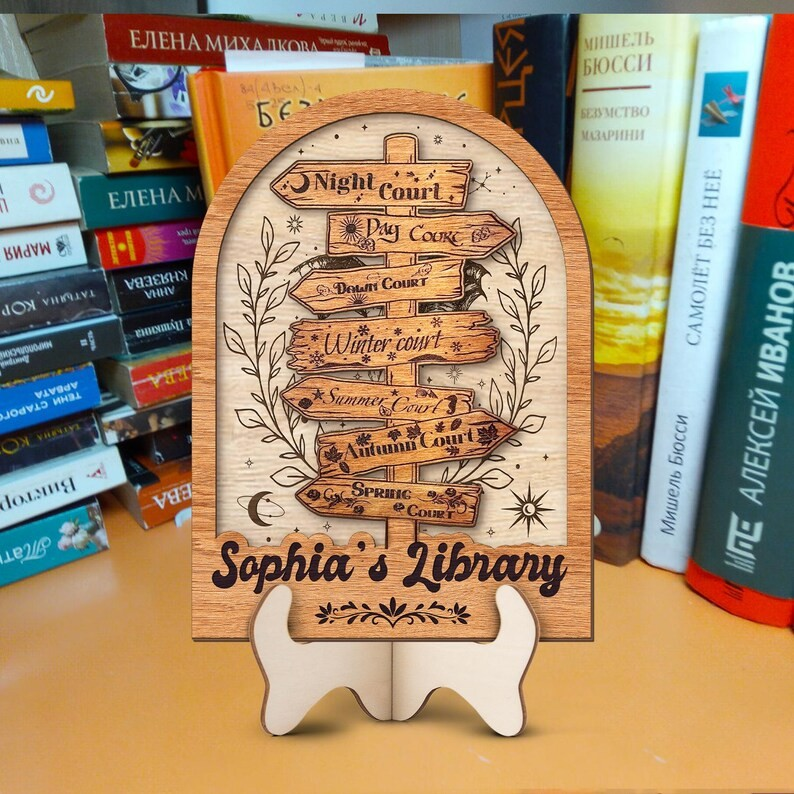 ACOTAR Inspired Bookish Decor, Custom Wooden Book Sign, Night Court Seasonal Courts Signpost, Book Lover Gift BTVLR47