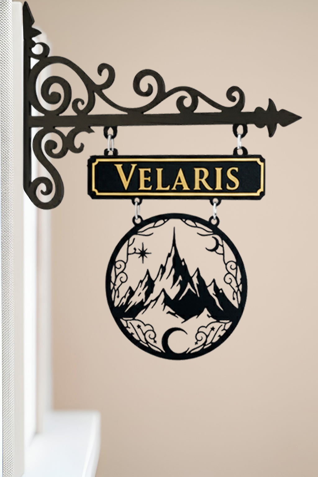 Velaris Book Tavern Sign, ACOTAR Mountain Wooden Book Tracker, Night Court Fantasy Wall Decor, Starfall Gift for Book Loverss BSVLR32