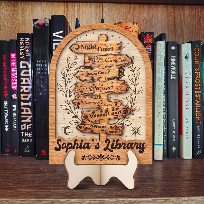 ACOTAR Inspired Bookish Decor, Custom Wooden Book Sign, Night Court Seasonal Courts Signpost, Book Lover Gift BTVLR47