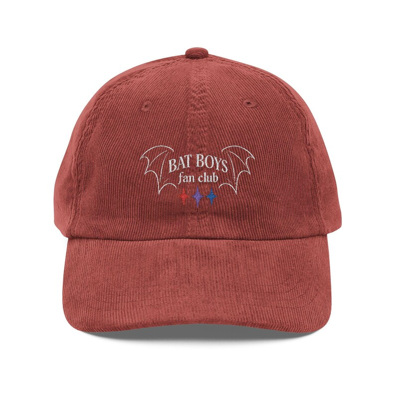 Bat Boys Fan Club Corduroy Dad Hat, ACOTAR Inspired Embroidered Cap, Bookish Fantasy Gift for Readers VLRH25