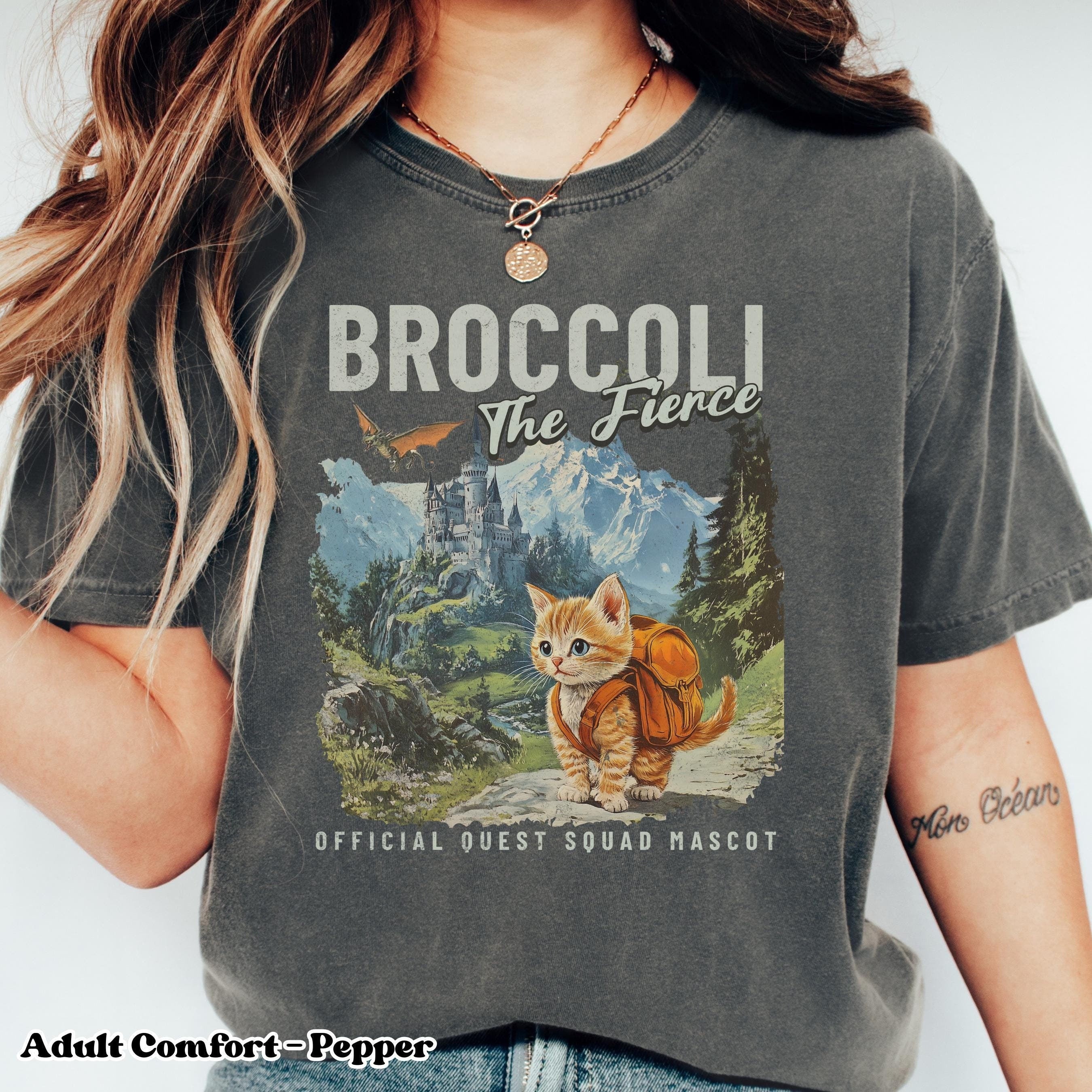 Onyx Storm Comfort Color T-Shirt, Broccoli the Fierce Shirt, Sworn Protector of the Quest Squad Tee, Fourth Wing Inspired, Fantasy Bookish, Dragon Rider Gift, Ridoc Merch CFVLR50