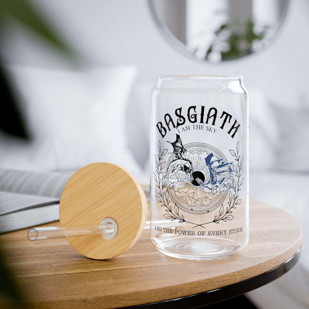 Fantasy Book Lover Glass Cup with Lid and Straw, Fourth Iced Coffee Cup, Wing Glass Tumbler, Fantasy Gift Merch Tumbler, Romantasy GLVLR14