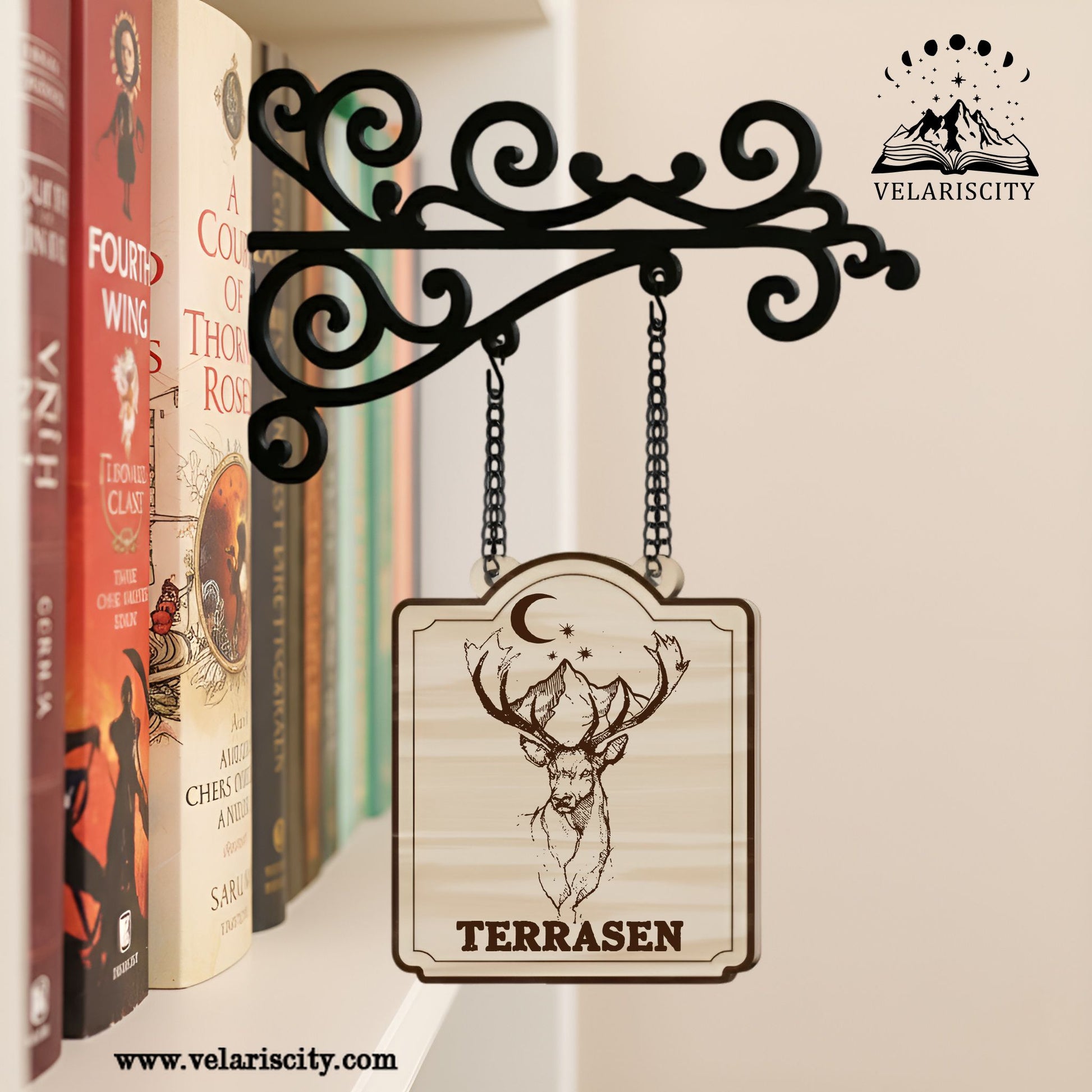 Terrasen Book Tavern Signs, Throne of Glass Inspired Wooden Hanging Sign, Fantasy Decor for Book Lovers, Home Library Decor, Book Gift BSVLR12