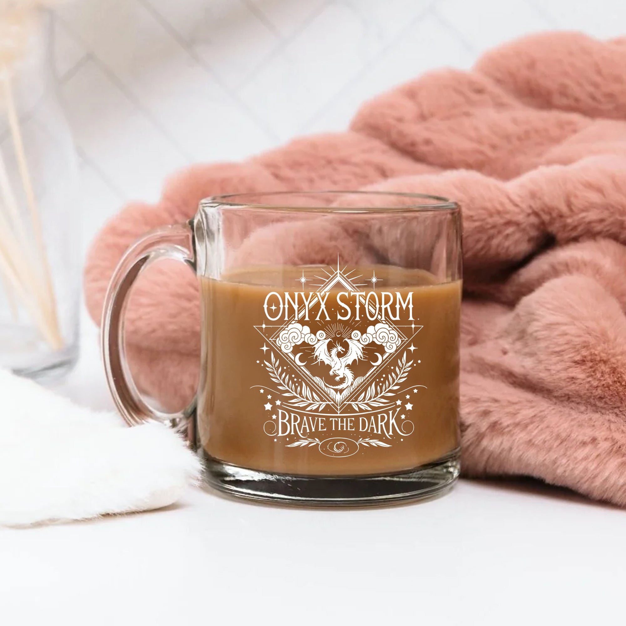 Onyx Storm Stemless Wine Glass, Dragon Storm Wine Cup, Brave The Dark Fantasy Barware, Bookish Reader Gift, BGVLR11