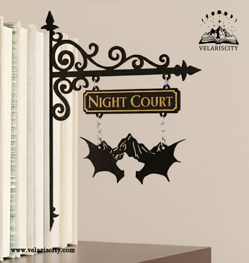 Night Court Book Tavern Sign, ACOTAR Winged Mountain Wooden Book Tracker, Velaris Fantasy Decor, Bookish Gift for Readers BSVLR33