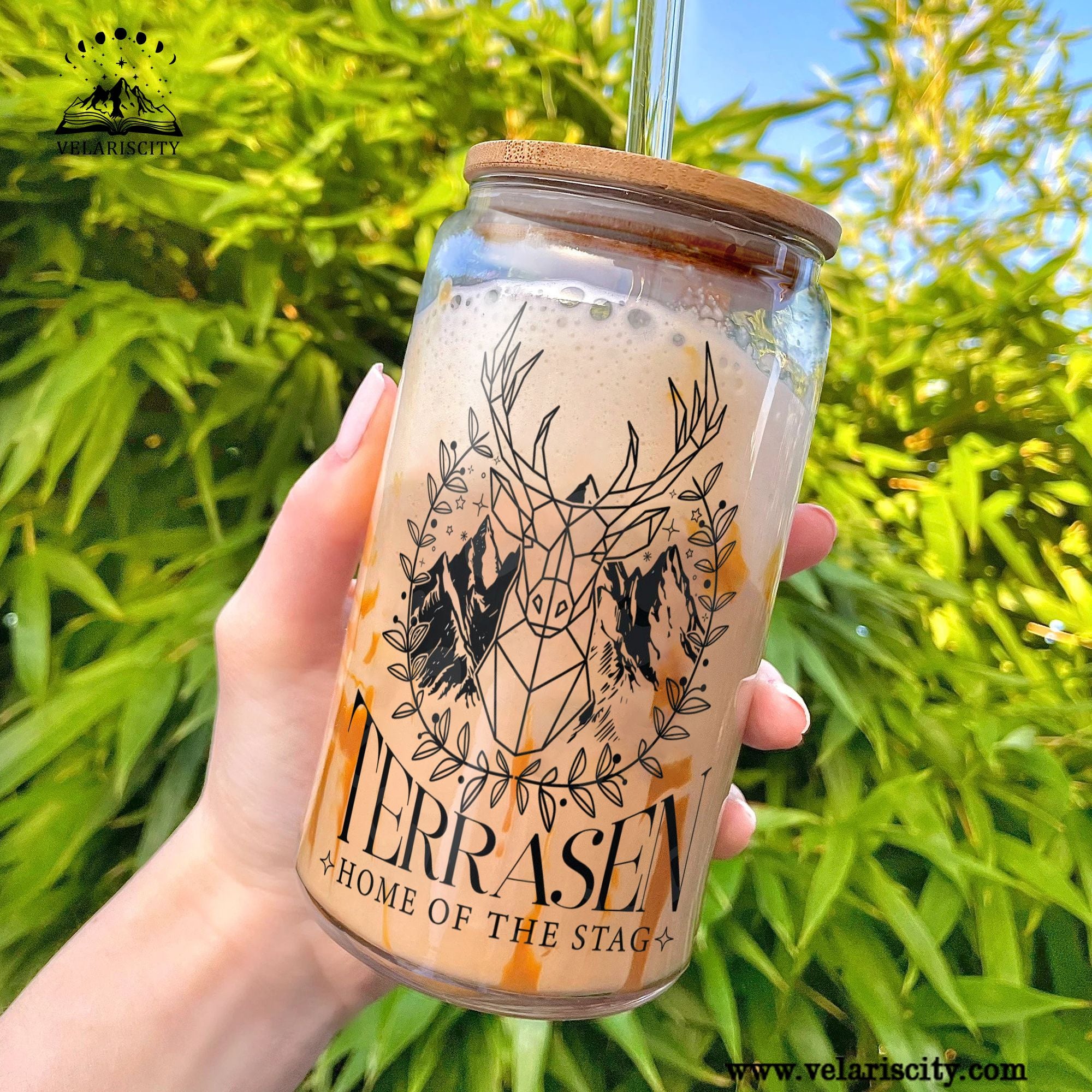 Terrasen Glass Can Cup with Straw, Throne of Glass Fireheart You Do Not Yield Tumbler, Aelin Galathynius Bookish Gift GLVLR48