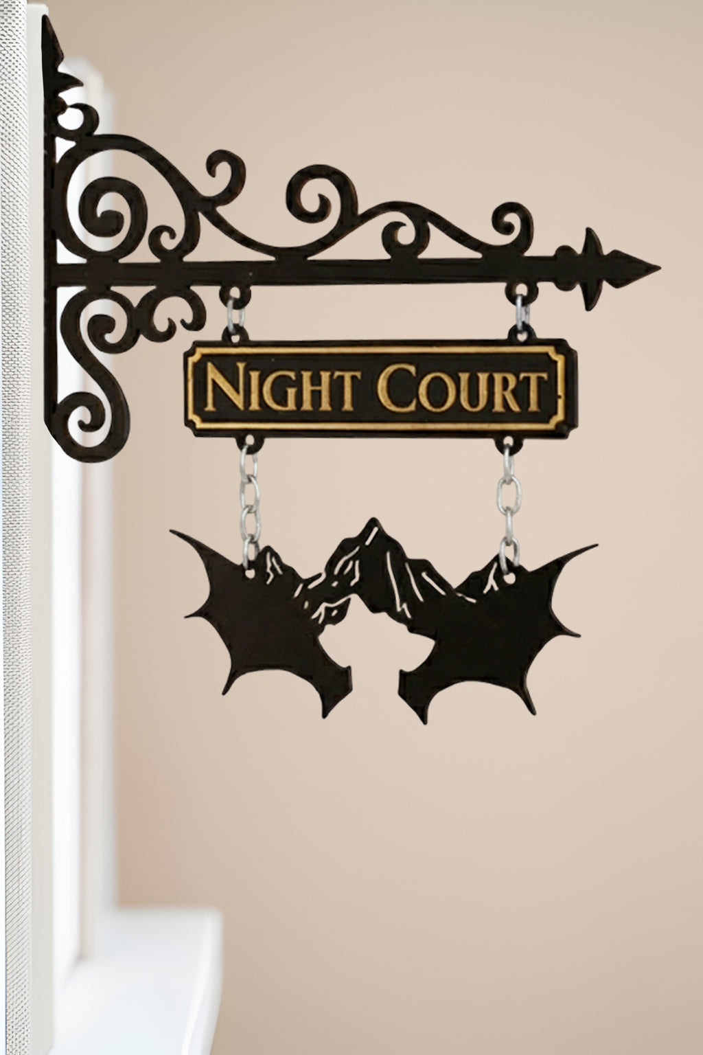 Night Court Book Tavern Sign, ACOTAR Winged Mountain Wooden Book Tracker, Velaris Fantasy Decor, Bookish Gift for Readers BSVLR33