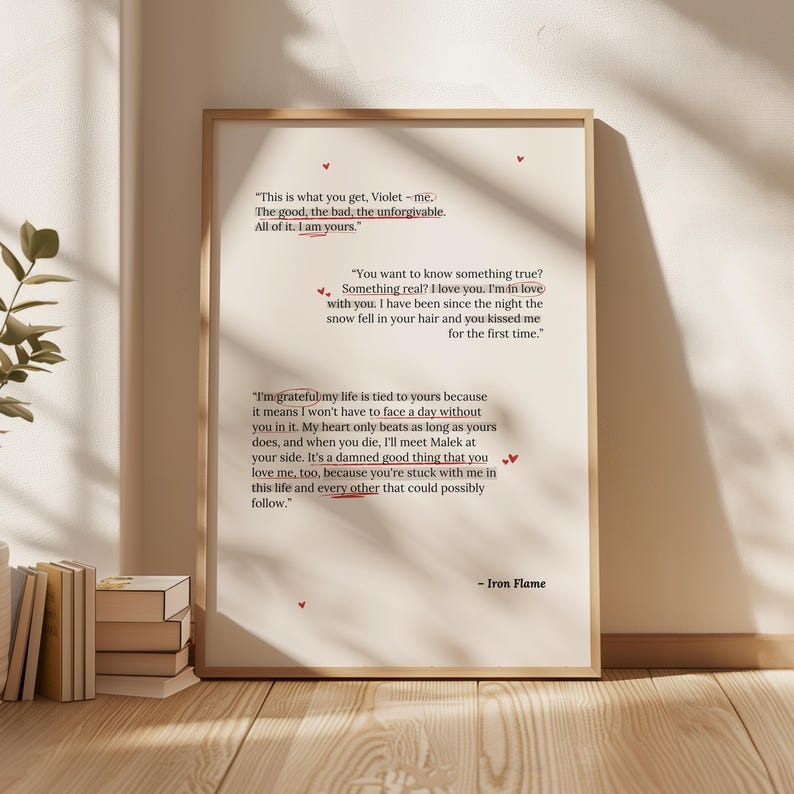 IRON FLAME - Iron Flame quote poster, book quote wall art, fantasy book poster VLRP13