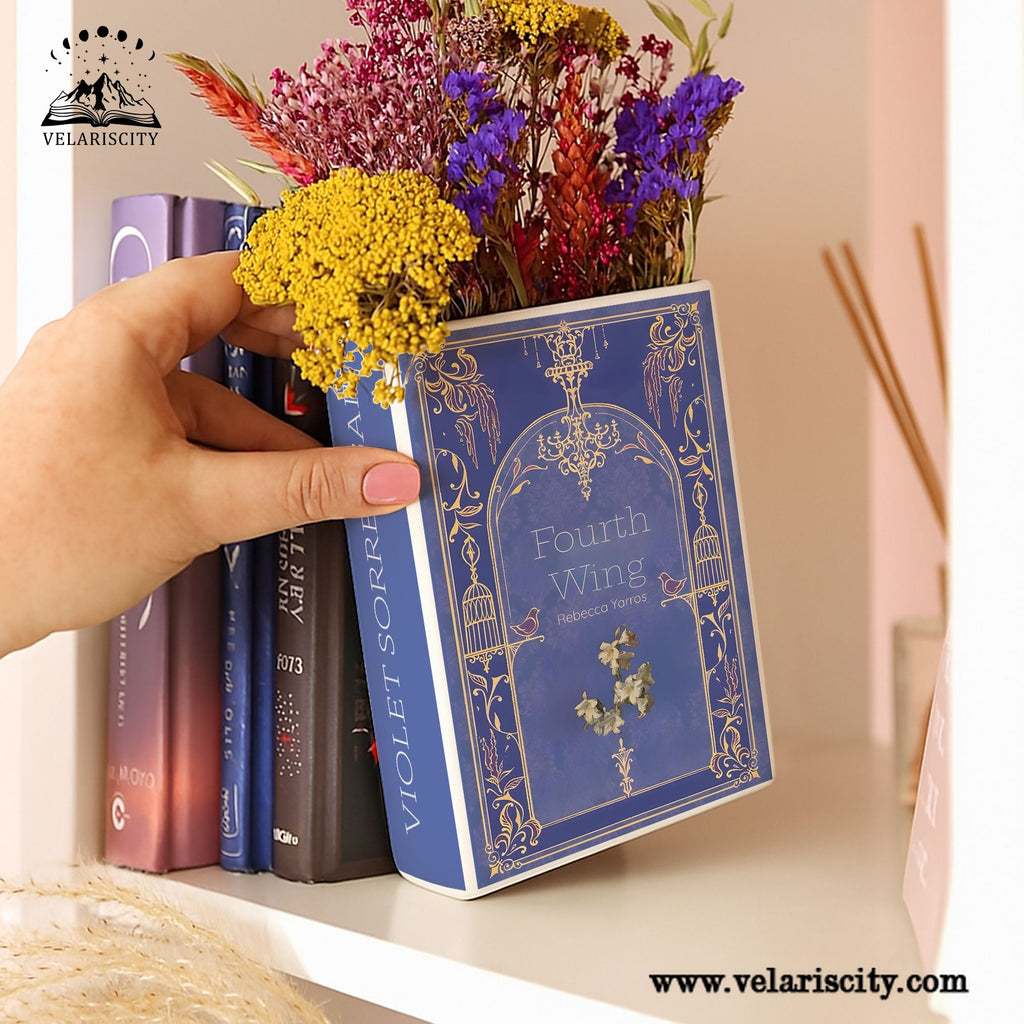 Fourth Wing Ceramic Book Vase, Elegant Fantasy Book Decor, Violet Sorrengail Aesthetic Gift for Dragon Book Lovers CVVRL12