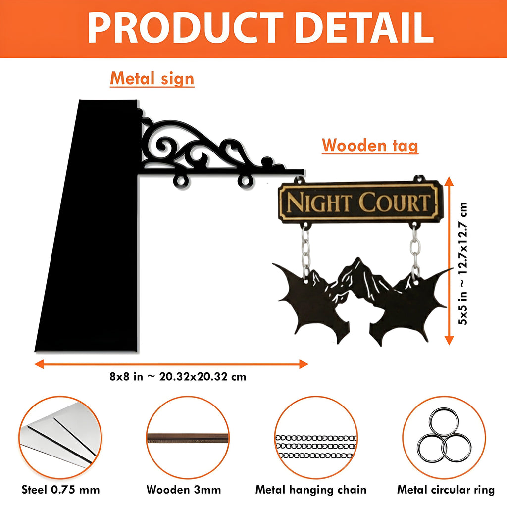 Night Court Book Tavern Sign, ACOTAR Winged Mountain Wooden Book Tracker, Velaris Fantasy Decor, Bookish Gift for Readers BSVLR33