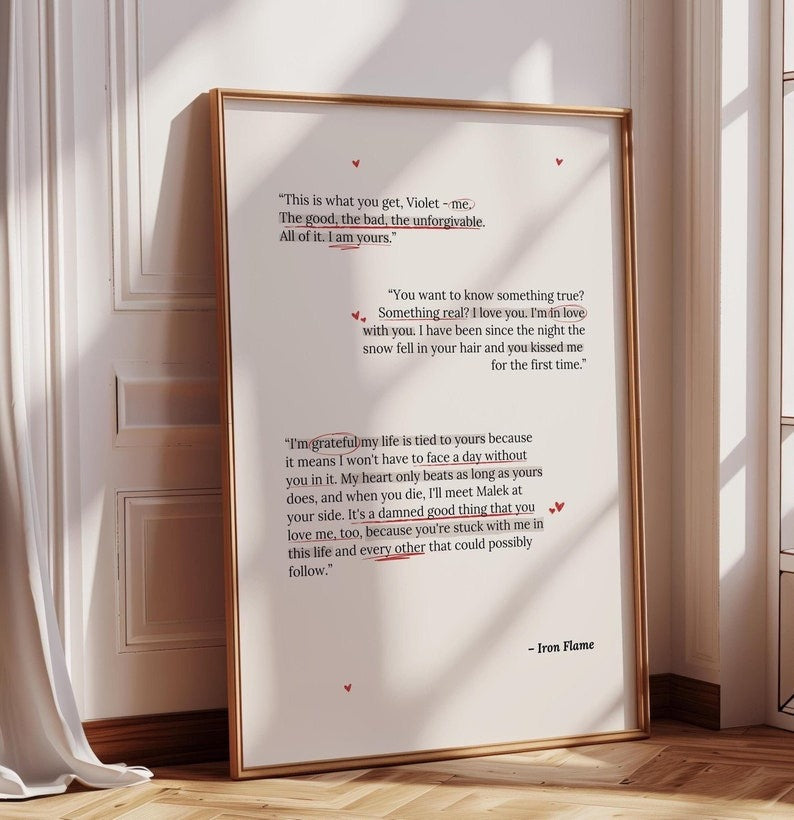 IRON FLAME - Iron Flame quote poster, book quote wall art, fantasy book poster VLRP13