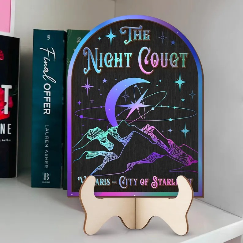 The Night Court Book Sign, Velaris City of Starlight Decor, ACOTAR Inspired Wooden Sign, Fantasy Bookish Gift, Crescent Moon Night Sky Wall Art BTVLR48