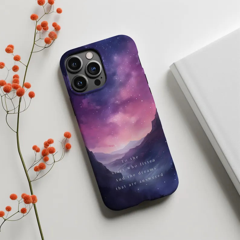 Velaris City iPhone Case, ACOTAR Night Court Design, Stars and Dreams Quote, City of Starlight, Fantasy Phone Case PCVLR87