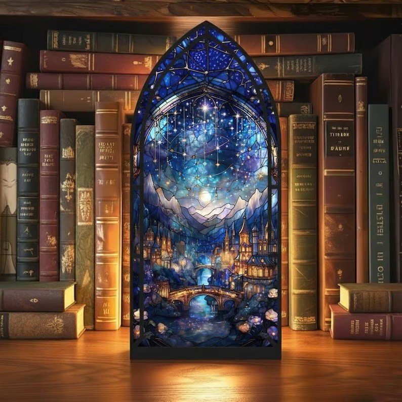 ACOTAR Inspired Book Nook, Velaris Starry Night Book Nook, Fantasy Wooden Book Sign, Book Lover Gift BNVLR37
