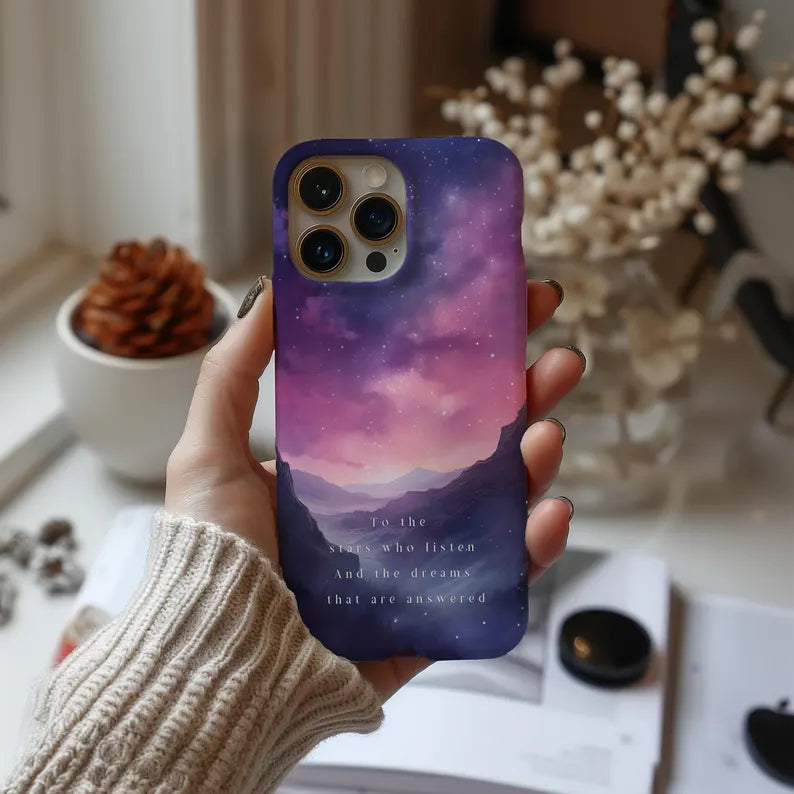 Velaris City iPhone Case, ACOTAR Night Court Design, Stars and Dreams Quote, City of Starlight, Fantasy Phone Case PCVLR87