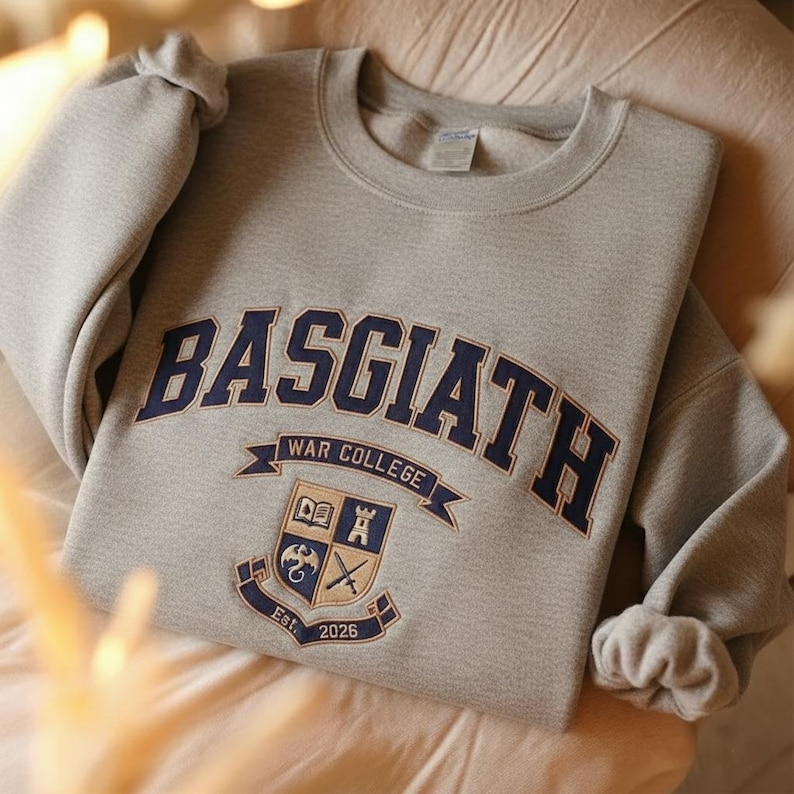 Basgiath War College Sweatshirt, Fantasy Reader Crewneck, Dragon Academy Book Lover Gift, Cozy Varsity Pullover for Women VEMB77