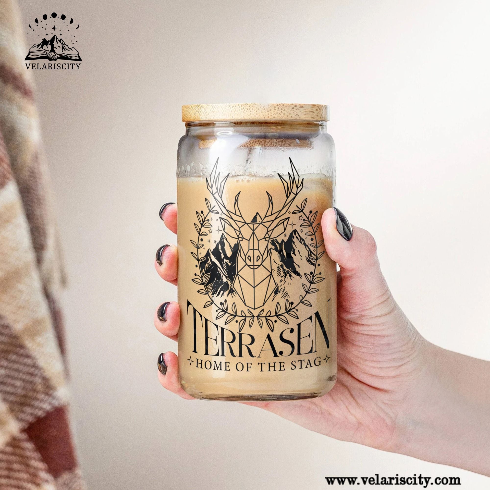 Terrasen Glass Can Cup with Straw, Throne of Glass Fireheart You Do Not Yield Tumbler, Aelin Galathynius Bookish Gift GLVLR48