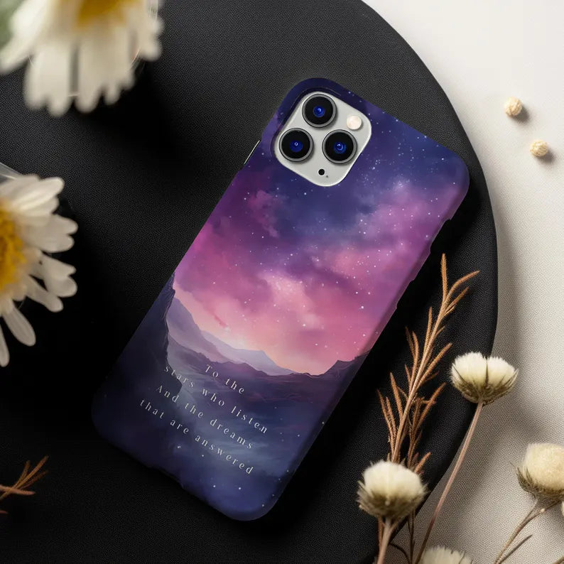 Velaris City iPhone Case, ACOTAR Night Court Design, Stars and Dreams Quote, City of Starlight, Fantasy Phone Case PCVLR87