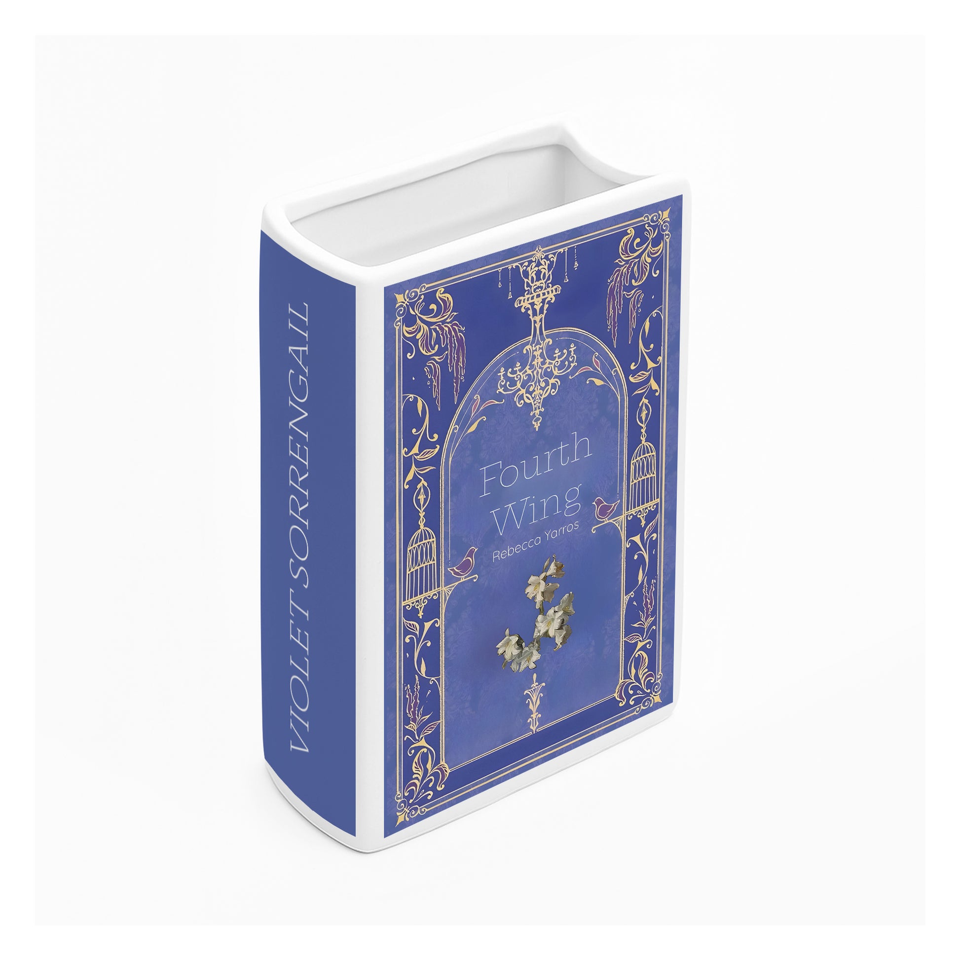 Fourth Wing Ceramic Book Vase, Elegant Fantasy Book Decor, Violet Sorrengail Aesthetic Gift for Dragon Book Lovers CVVRL12