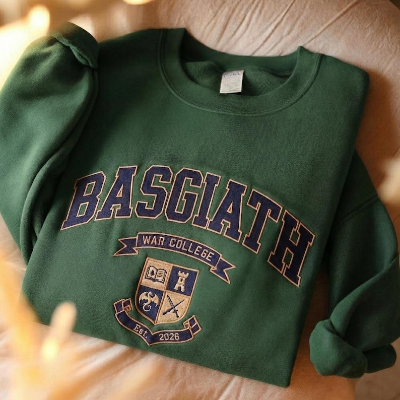 Basgiath War College Sweatshirt, Fantasy Reader Crewneck, Dragon Academy Book Lover Gift, Cozy Varsity Pullover for Women VEMB77