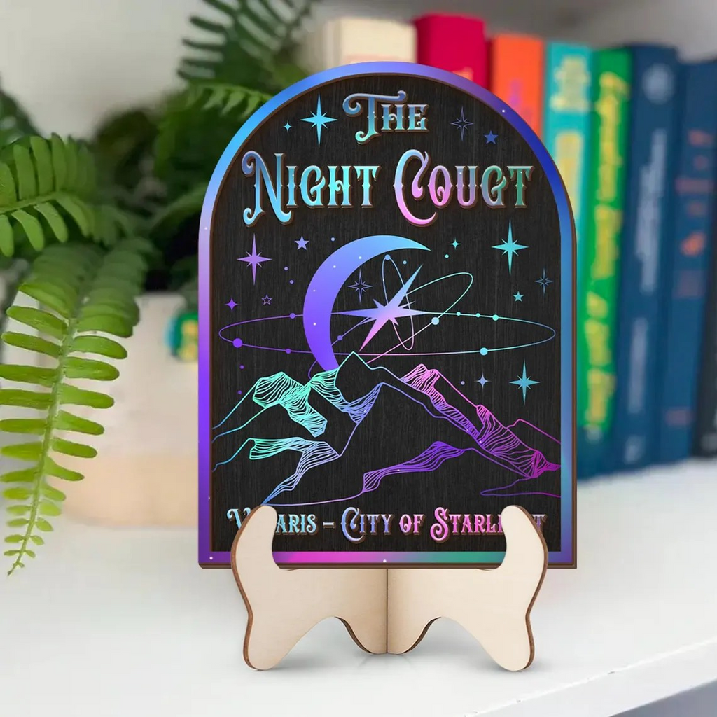 The Night Court Book Sign, Velaris City of Starlight Decor, ACOTAR Inspired Wooden Sign, Fantasy Bookish Gift, Crescent Moon Night Sky Wall Art BTVLR48