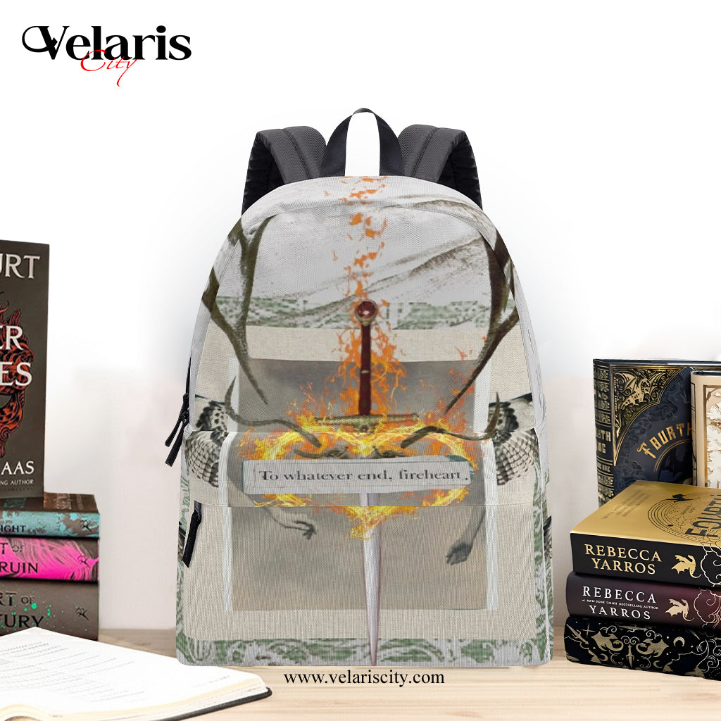 Fireheart Backpack, To Whatever End Quote, Throne of Glass Inspired Book Bag, Sarah J Maas Gift BPVLR14