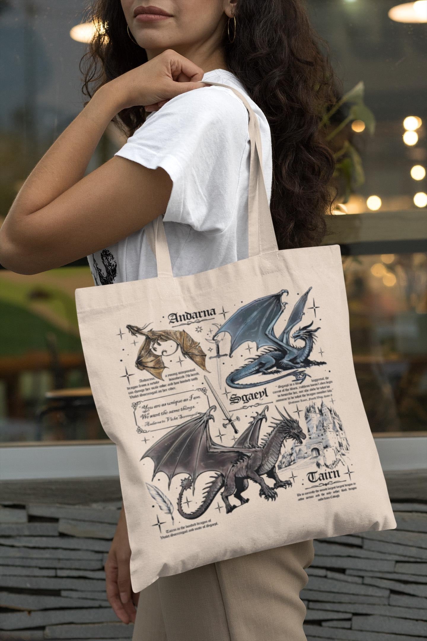 Onyx Storm Tote Bag, Cotton Canvas Tote Bag, Sustainable Bag, Perfect Gift, Basgiath Tote Bag, Andarna Dragon Rider War College TBVLR11