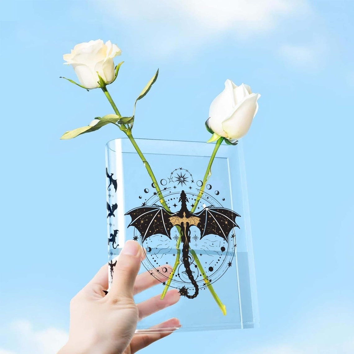 Fourth Wing Book Shaped Flower Vase, Dragons Bookish Acrylic Book Vase, Gift for Book Lovers, VLRBV11