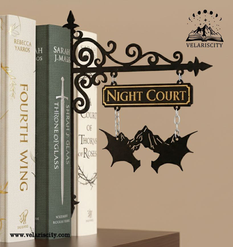 Night Court Book Tavern Sign, ACOTAR Winged Mountain Wooden Book Tracker, Velaris Fantasy Decor, Bookish Gift for Readers BSVLR33