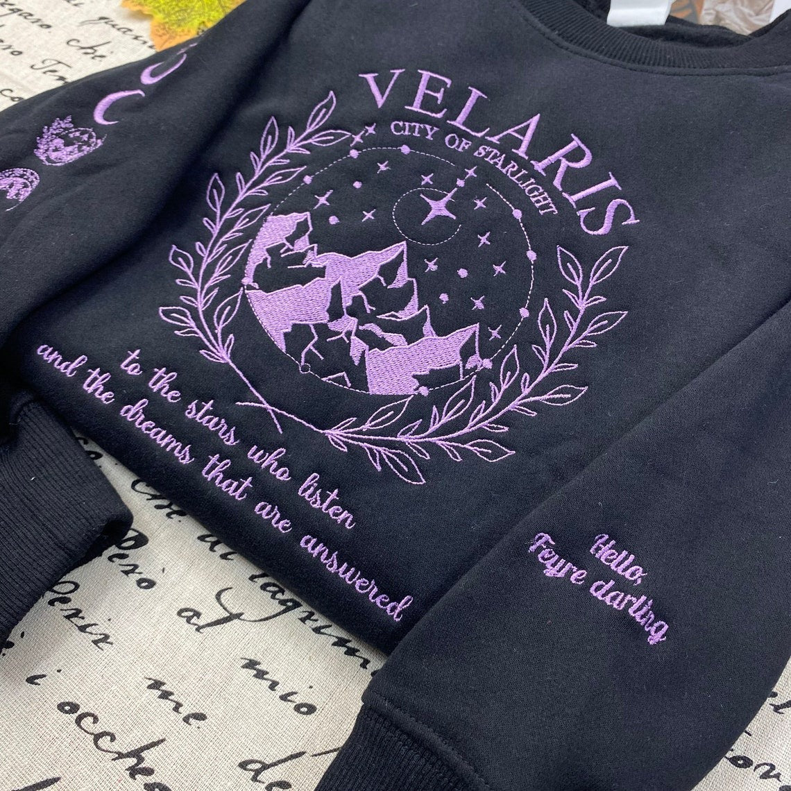 Embroidered Velaris City Of Starlight Sweatshirt, Velaris Embroidered, ACOTAR Embroidered, VEMB05