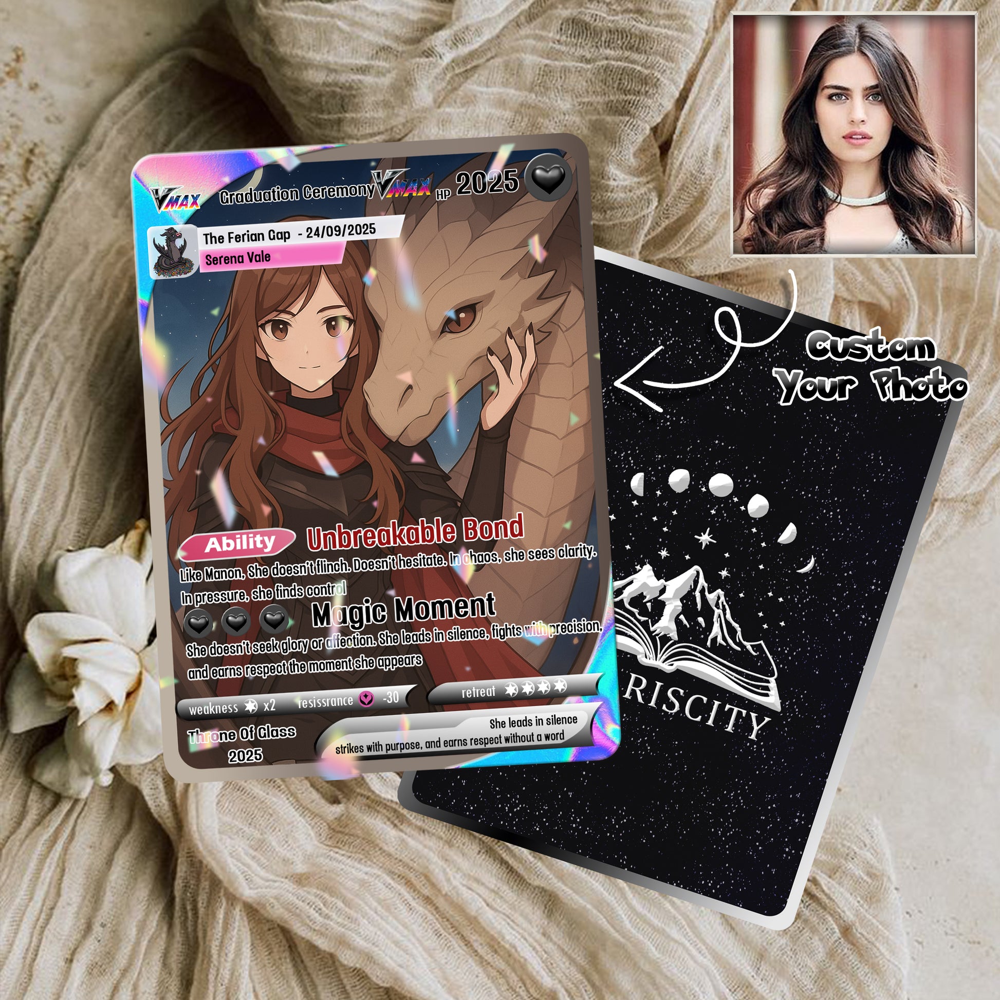 Graduation Ceremony Custom Card, Custom Photo Anime Card, Throne Of Glass Card Gift, Custom Manon Card Gift. CVLR030