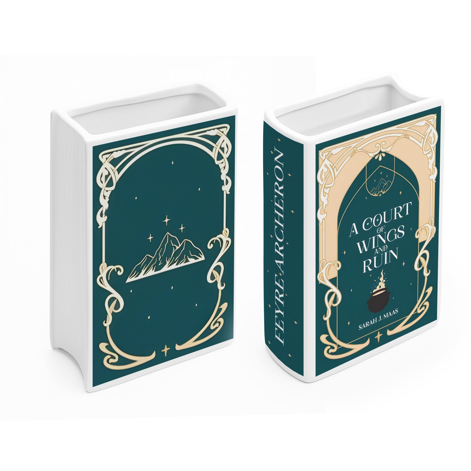 A Court of Wings and Ruin Ceramic Book Vase, Fantasy Romance Decor, Night Court Mountain Aesthetic Gift for ACOTAR Book Lovers CVVRL13