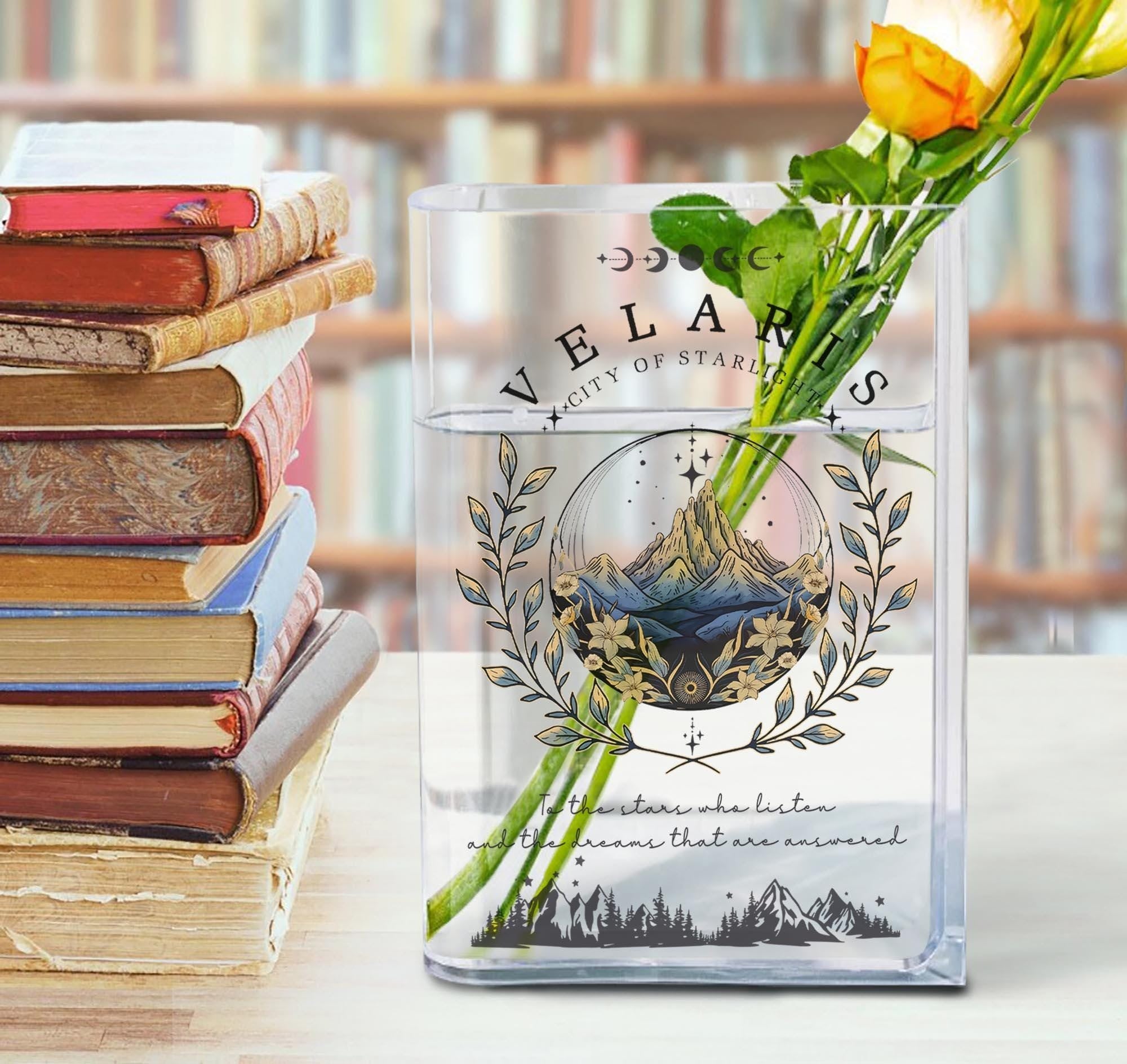 Velaris City of Starlight Acotar Book Vase, Thorns And Roses Court Of Dreams Merch, The Night Court gift for sjm lover, Library Bookish Gift VLRBV19
