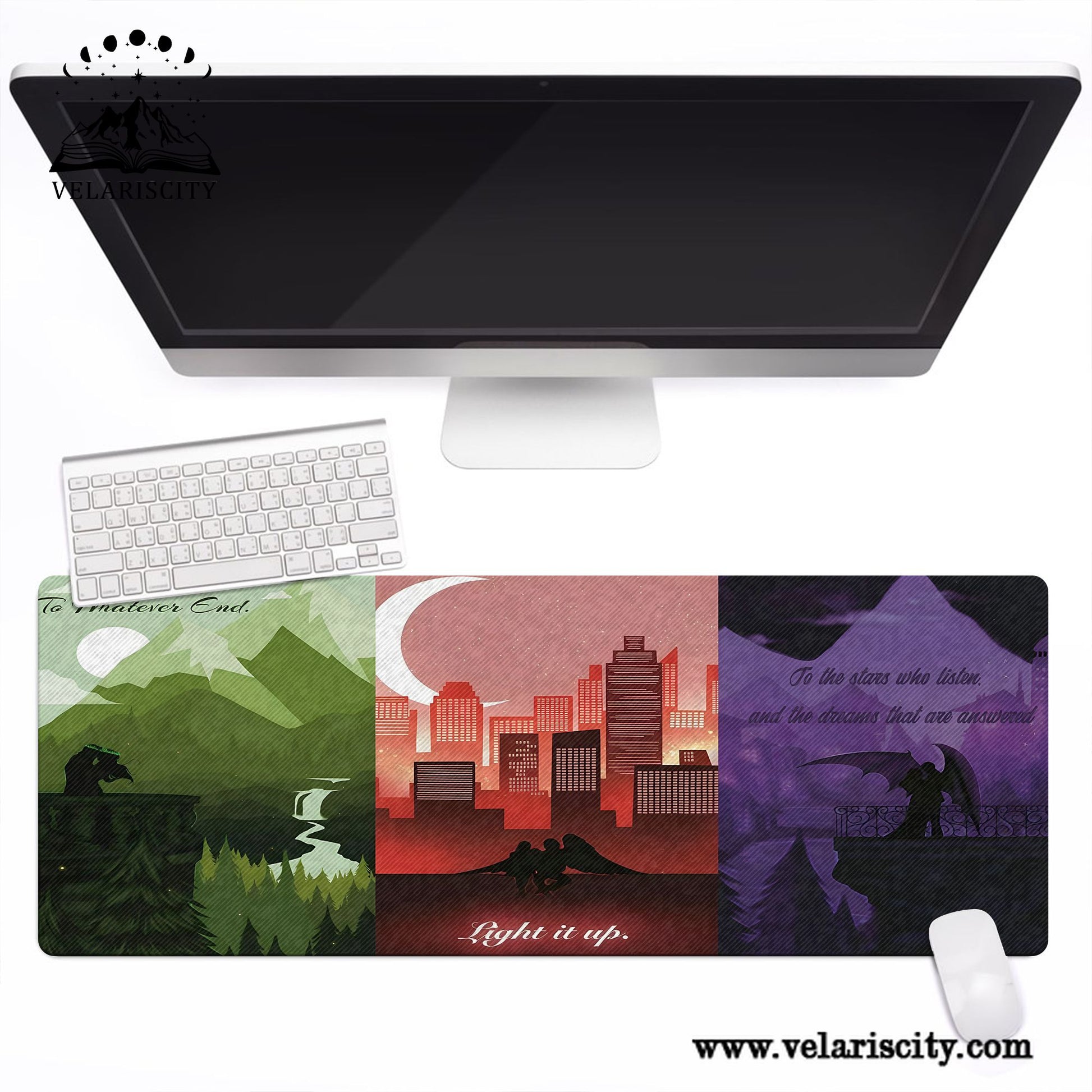 Sarah J Maas Desk Mat ACOTAR Crescent City Throne of Glass Mouse Pad, Bookish Fantasy Desk Pad DMVLR23