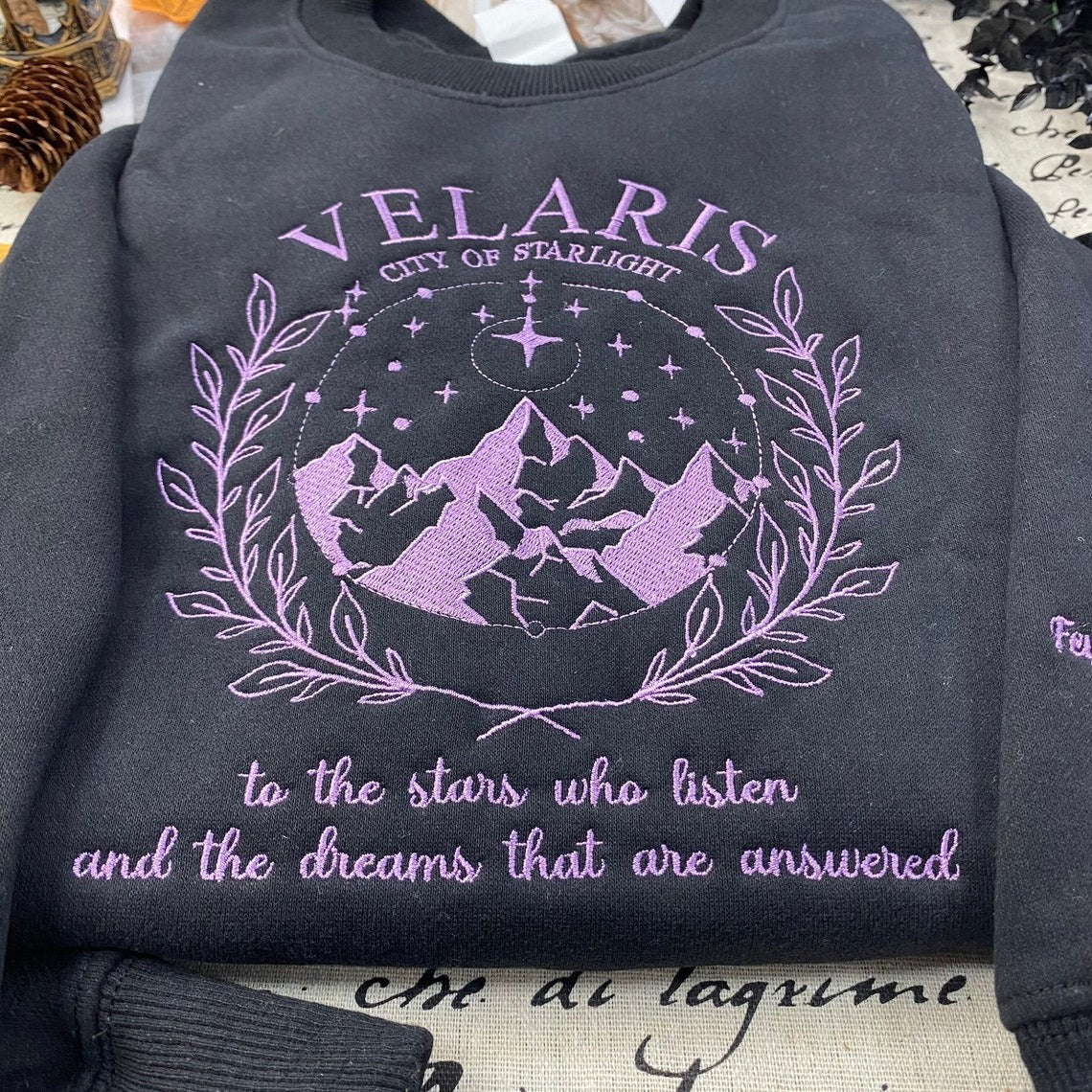 Embroidered Velaris City Of Starlight Sweatshirt, Velaris Embroidered, ACOTAR Embroidered, VEMB05
