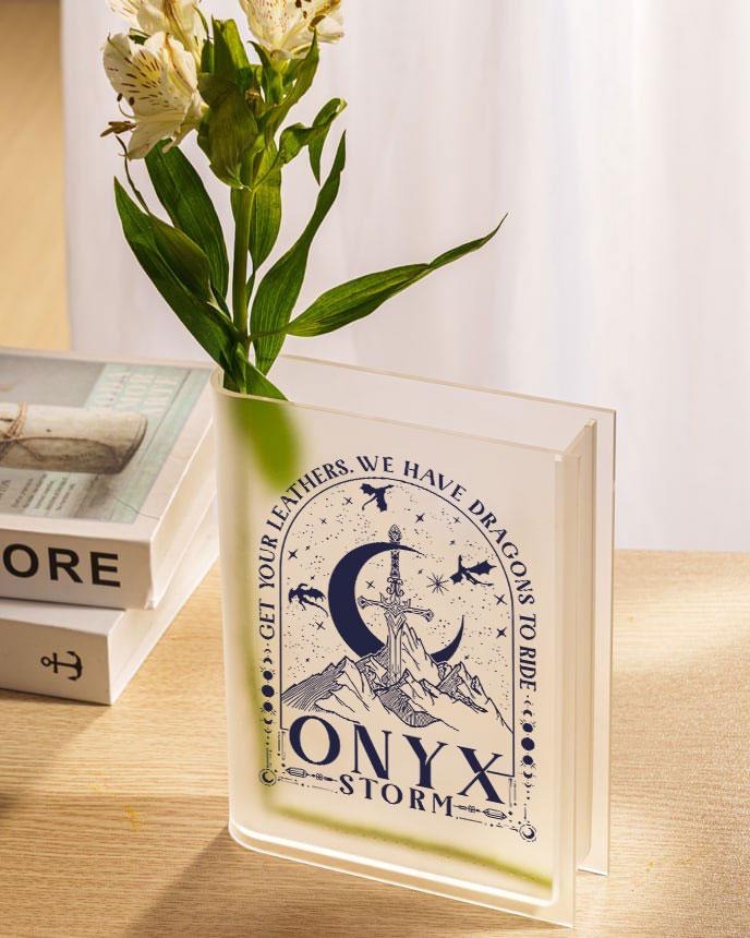 Onyx Storm Book Vase, Dragon Rider Book Shaped Vase, Fourth Wing Inspired Vase, Acrylic Fantasy Vase, Romantasy Shelf Decor VLRBV22