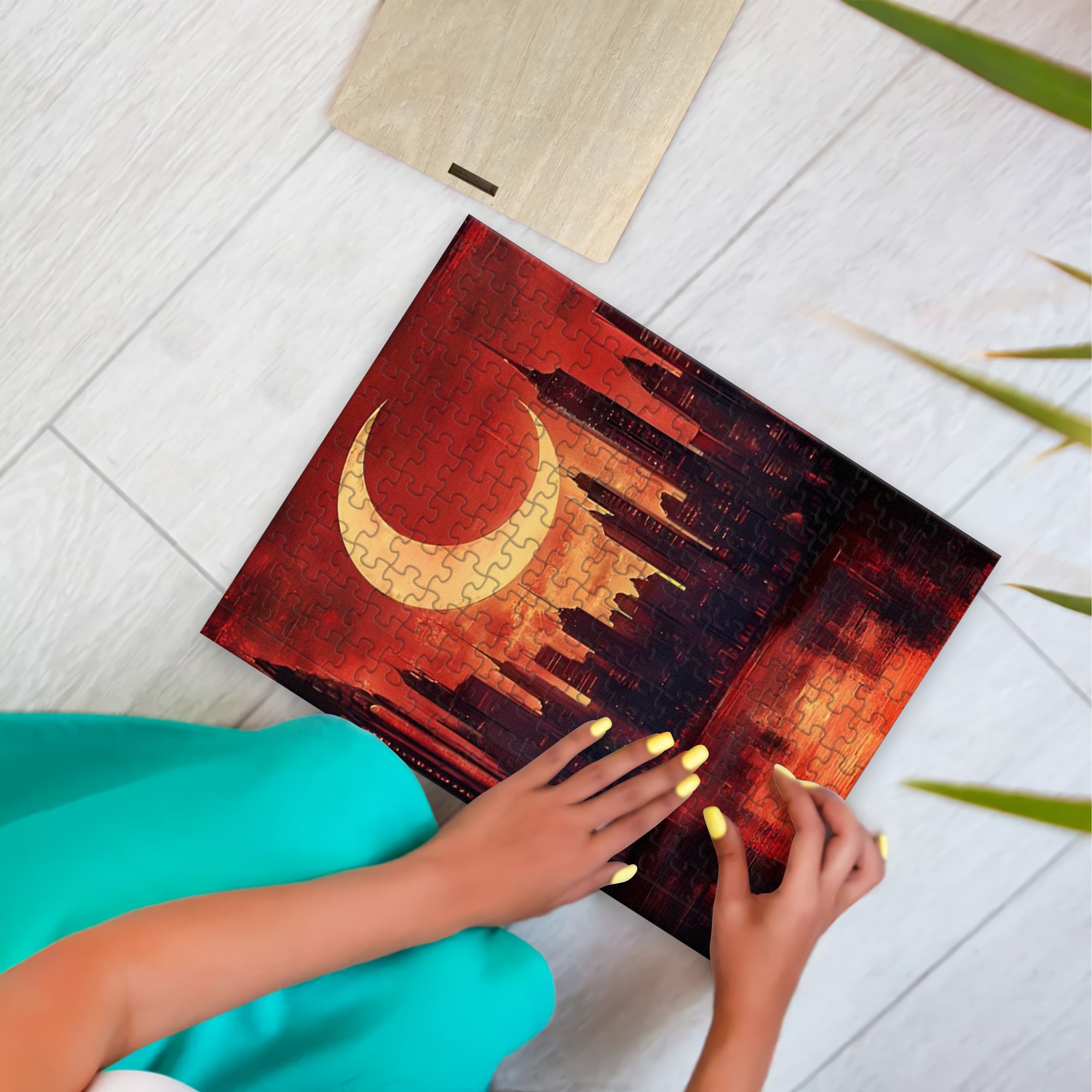 Crescent City Puzzle Lunathion Skyline, Fantasy Wooden Jigsaw Puzzle Bookish Gift for Sarah J Maas Fans PVLR13