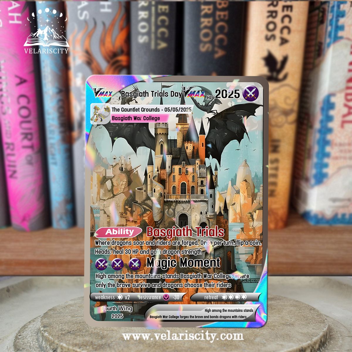 Basgiath War College Custom Card, Fourth Wing Fan Art, Fantasy Collectible Gift, Unique Gift for Fans CVLR014