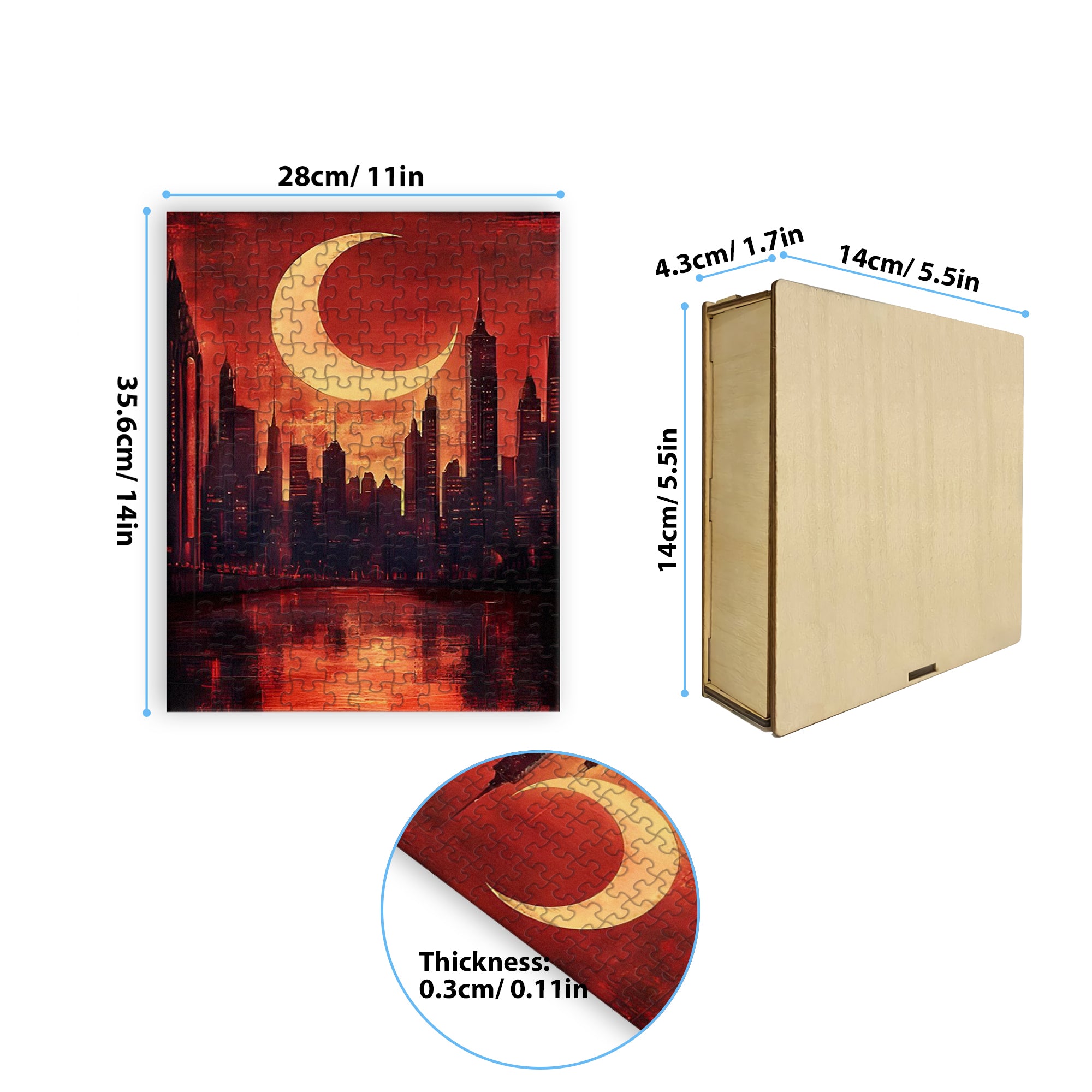 Crescent City Puzzle Lunathion Skyline, Fantasy Wooden Jigsaw Puzzle Bookish Gift for Sarah J Maas Fans PVLR13