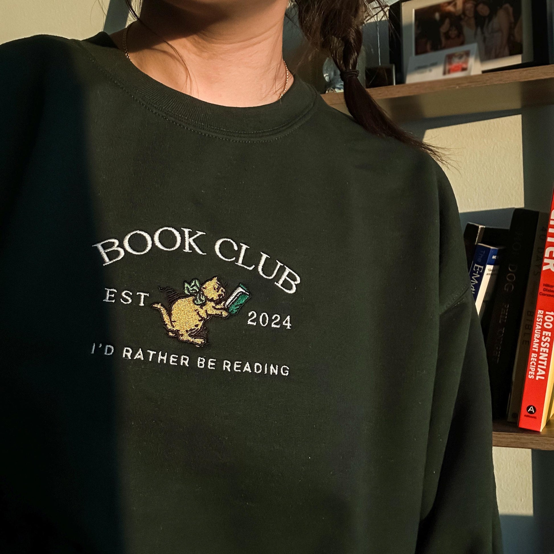 Custom Book Club Sweatshirt Embroidered, Customized Reading Crewneck, Book Lovers Gift, Vintage Bookish Shirt, Bookworm Group Personalized