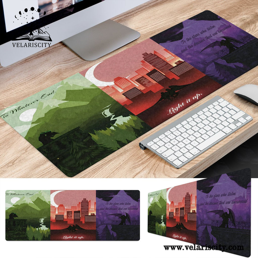 Sarah J Maas Desk Mat ACOTAR Crescent City Throne of Glass Mouse Pad, Bookish Fantasy Desk Pad DMVLR23